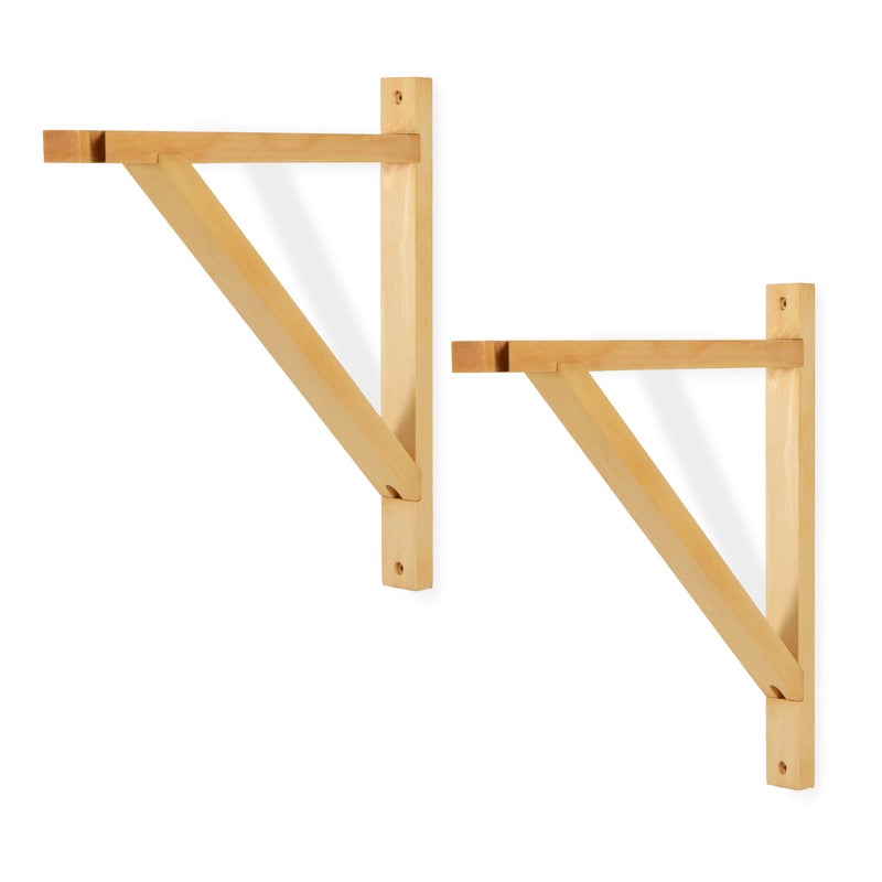 Rustic State Palma Wall Mount Wood Triangle Sconce Bracket for Plug in Hanging Pendant Light Lamp Cord Kit Fixture - DIY Shelf Project Decoration - Decorative Plant Hanger - Natural - Set of 2 - Image 1
